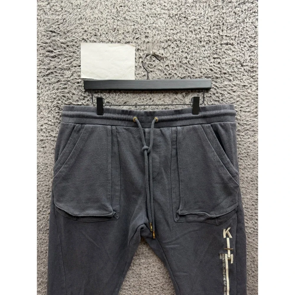 Kith Bennett Embroidered Tapered Drawstring Sweatpants Ebony Mens Size XL